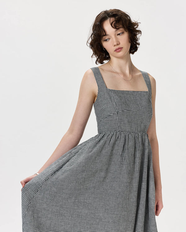 100% European Linen Fit & Flare Midi Dress - XS / Ivory Porcelain Blue Petite Floral