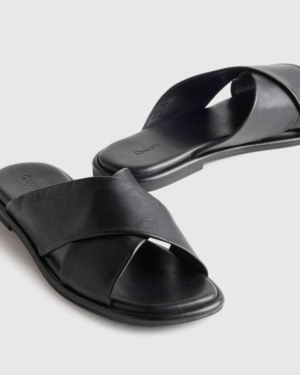 Italian Leather Crossover Slide - 5 / Cognac