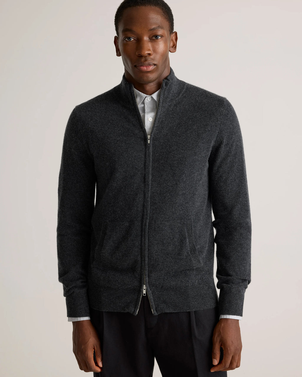 Mongolian Cashmere Full Zip Sweater - S / Teak