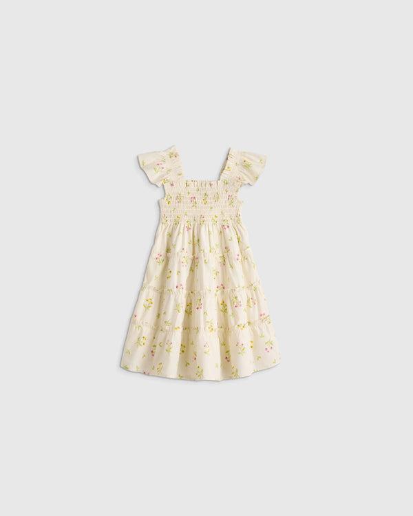 100% Organic Cotton Poplin Smocked Dress - 3-6M / Wisteria Floral