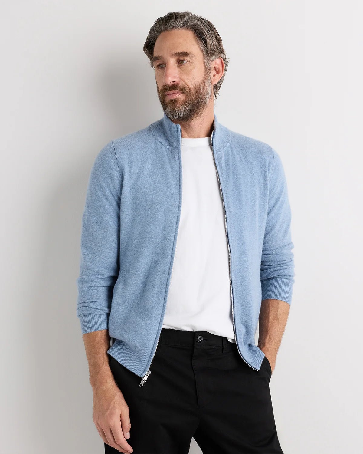 Mongolian Cashmere Full Zip Sweater - S / Teak Main image