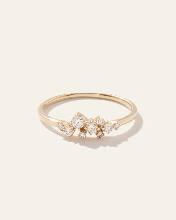14K Gold Diamond Scatter Ring - 4 / White Gold