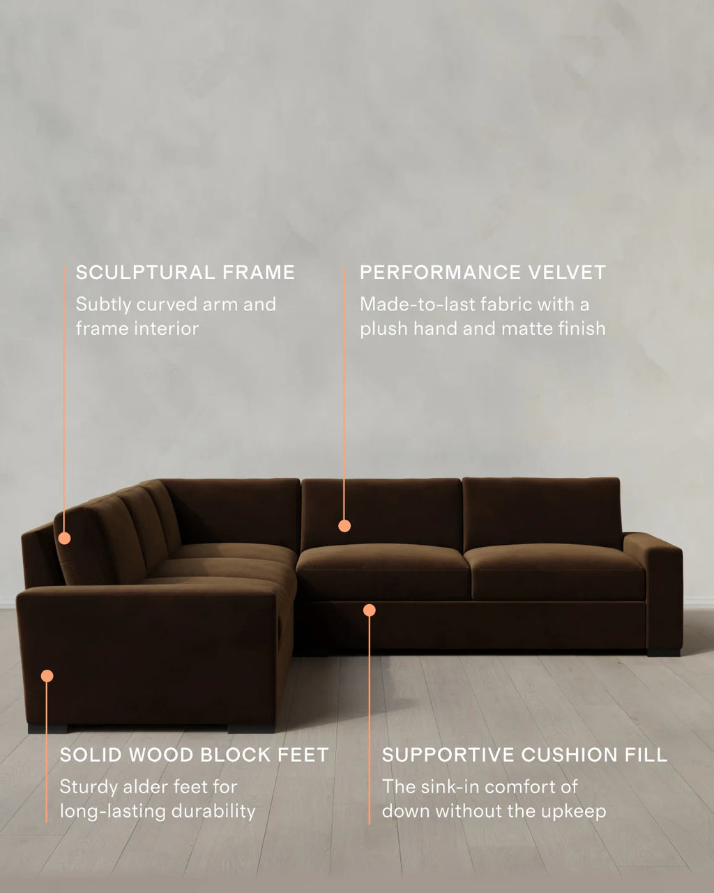 Stillman L Sectional in Performance Velvet - 116x116 / Java