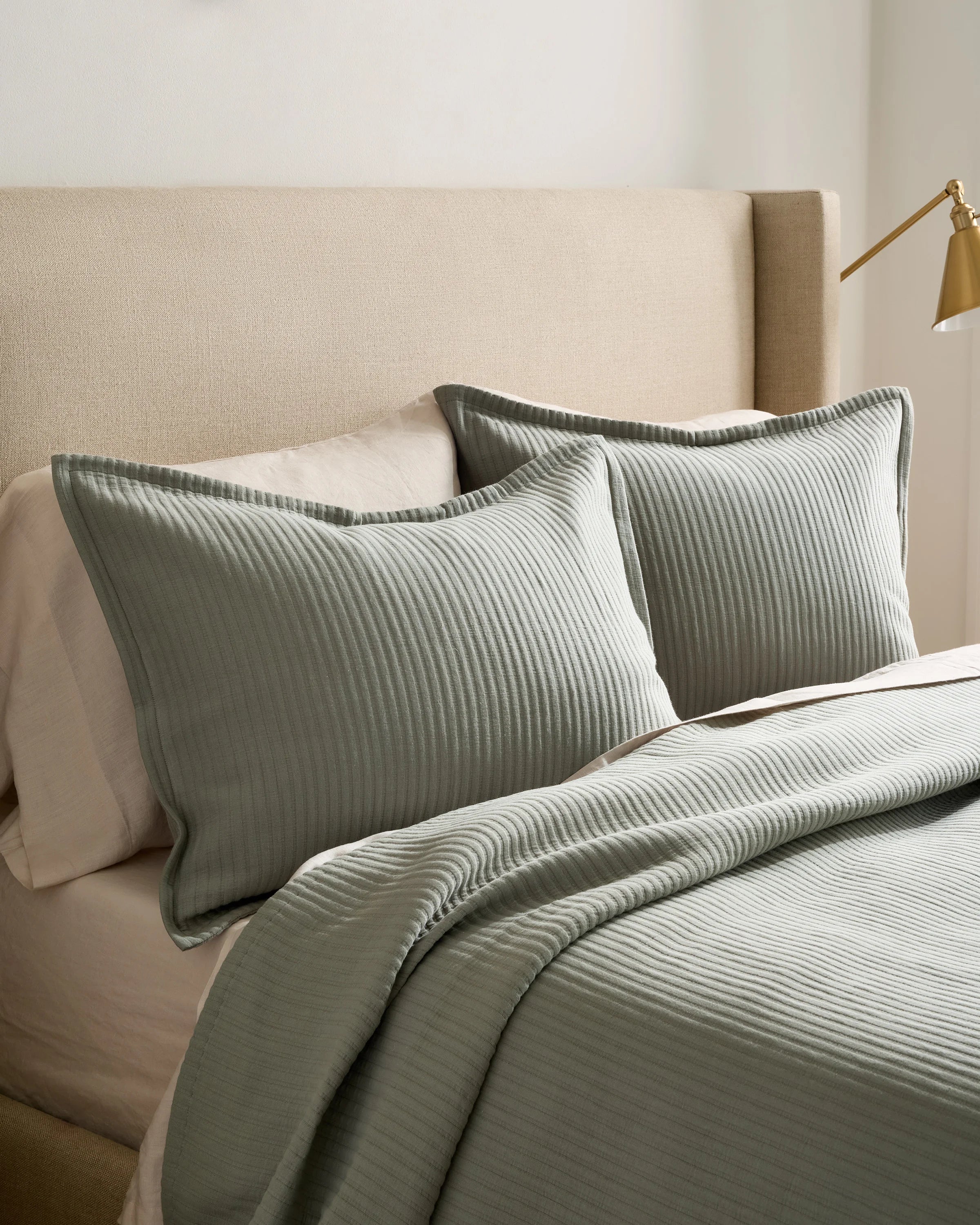 Organic Cotton Matelasse Sham Set - Standard / Dried Sage Secondary image