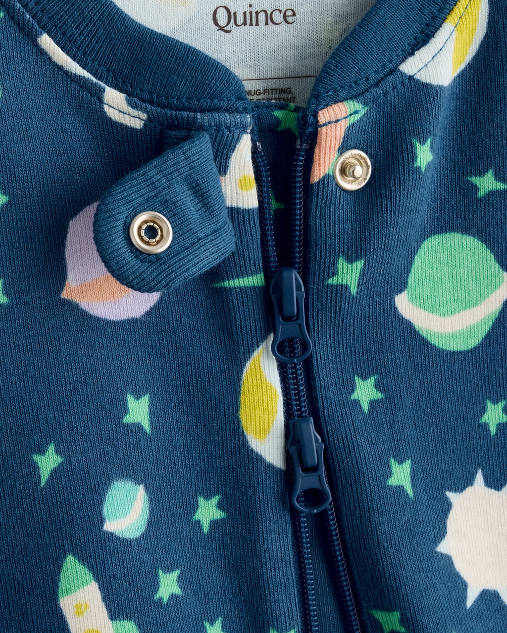 100% Organic Cotton One Piece Pajama - 0-3M / Navy Stripe