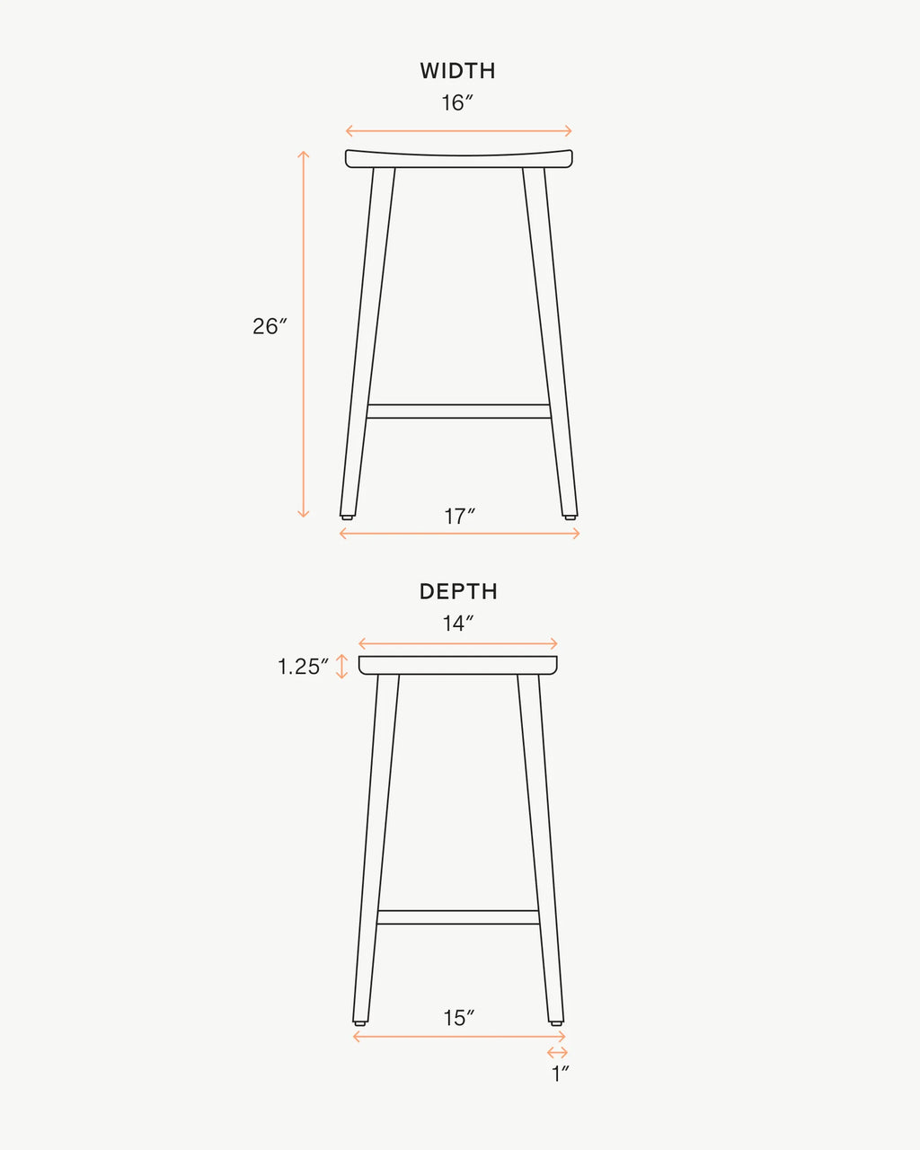 Solid Oak Backless Counter Stool - Counter Stool / Light Oak