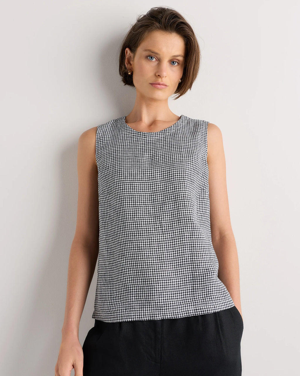100% European Linen Tank - XS / Black