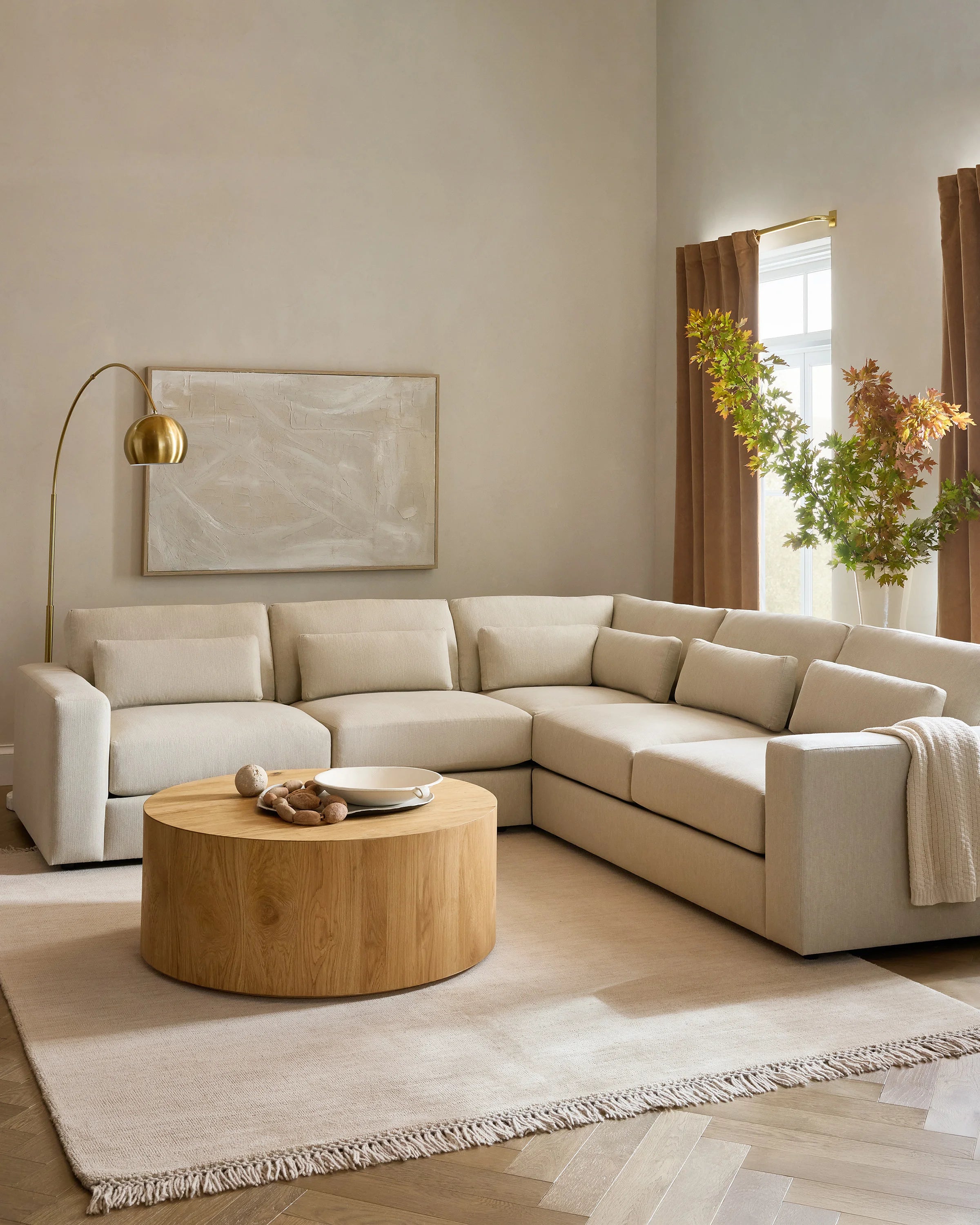 Ashford Deep Seat L Sectional in Performance Velvet - 119x119 / Taupe Secondary image