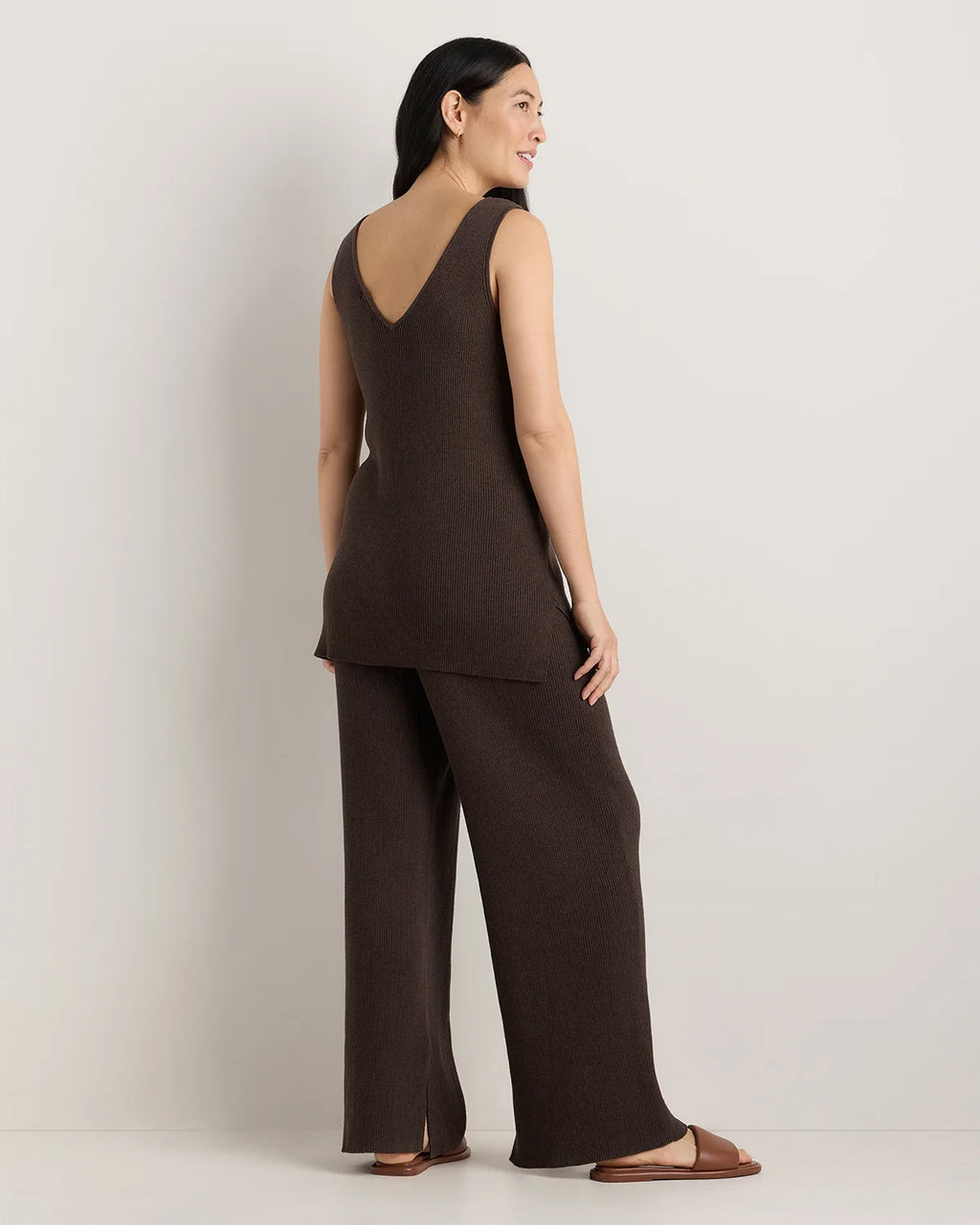 Cotton Cashmere Maternity and Nursing V-Neck Tank - XS / Mocha Heather