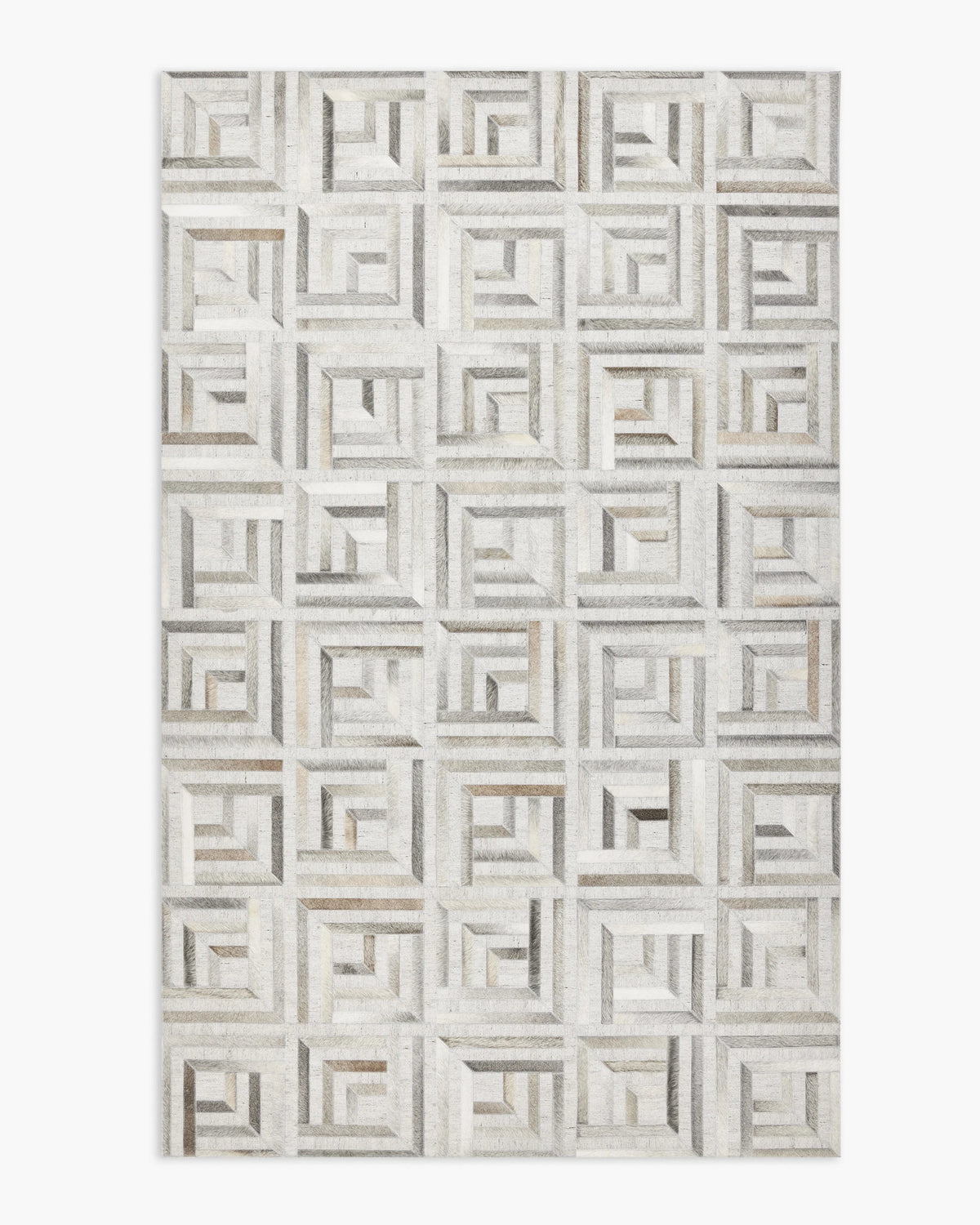 Geometric Hair on Hide Rug - 5' x 8' / Grey Main image