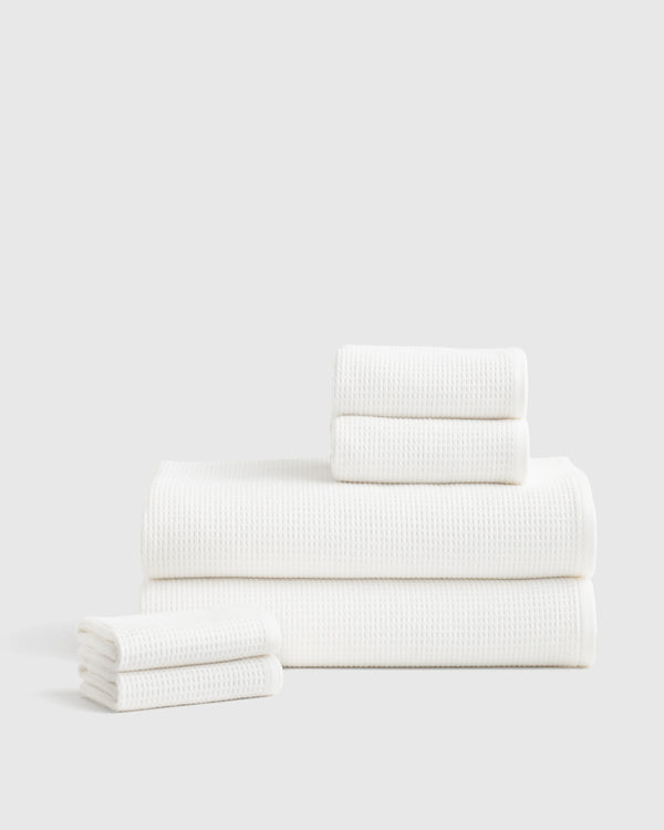 Turkish Waffle Terry Bath Sheet Bundle - One Size / White
