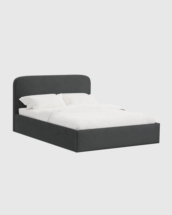 Curved Bed in Performance Velvet - Full / Walnut