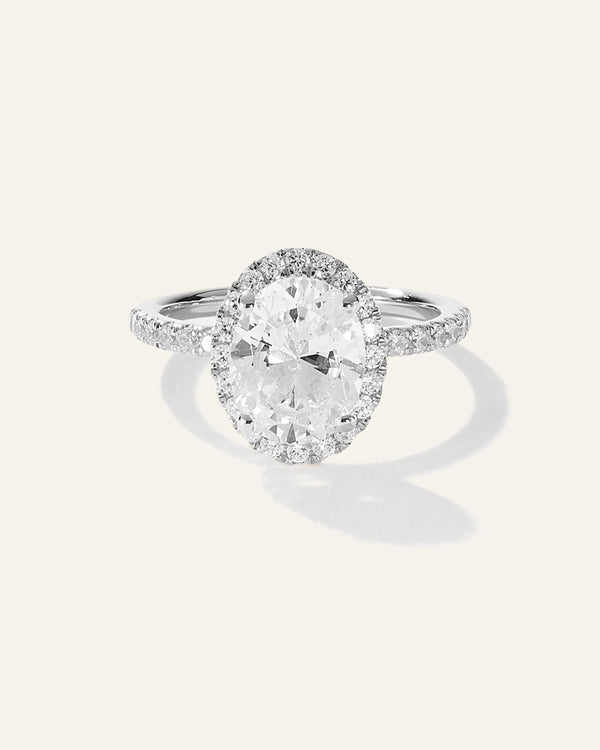 Lab Grown Diamond Oval Halo Pave Engagement Ring - 2ct - 4 / Yellow Gold