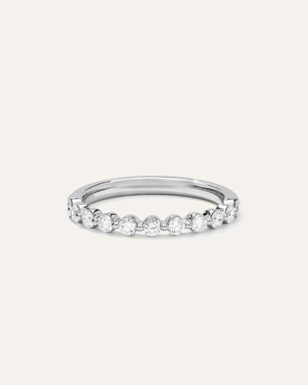 Lab Grown Diamond Single Shared Prong Halfway Band - 4 / Yellow Gold