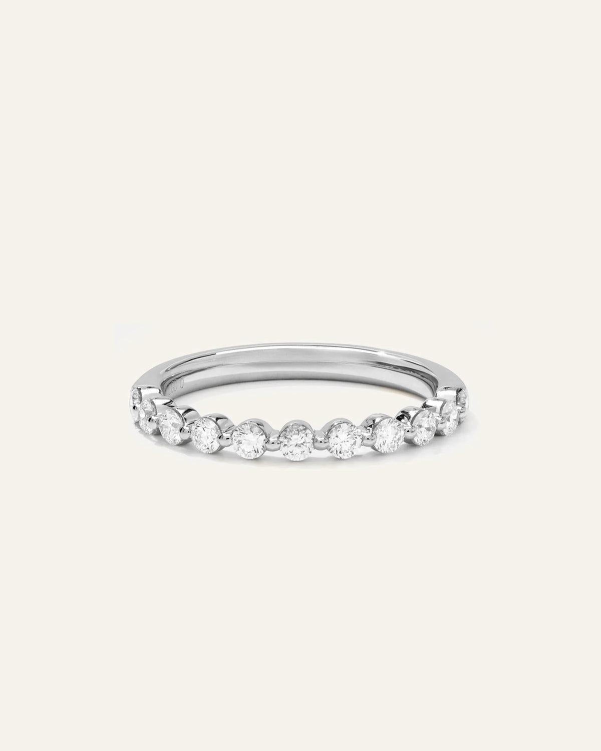 Lab Grown Diamond Single Shared Prong Halfway Band - 4 / Yellow Gold