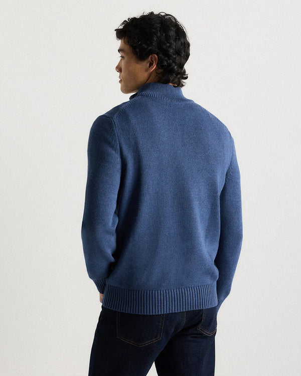 100% Organic Cotton Quarter-Zip Sweater - S / Moonstone Blue
