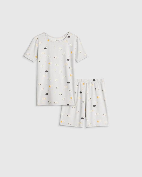 Bamboo Short Sleeve and Shorts Pajama Set - 6 / Lavender Hearts