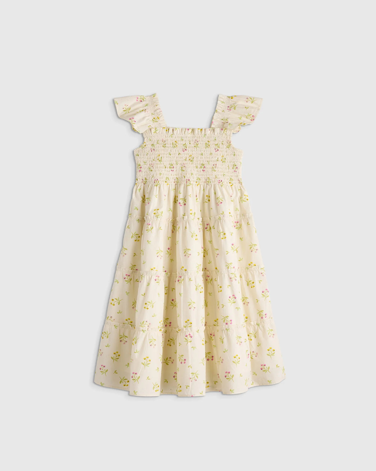 100% Organic Cotton Poplin Smocked Dress - 2T / Floral Sprigs Main image