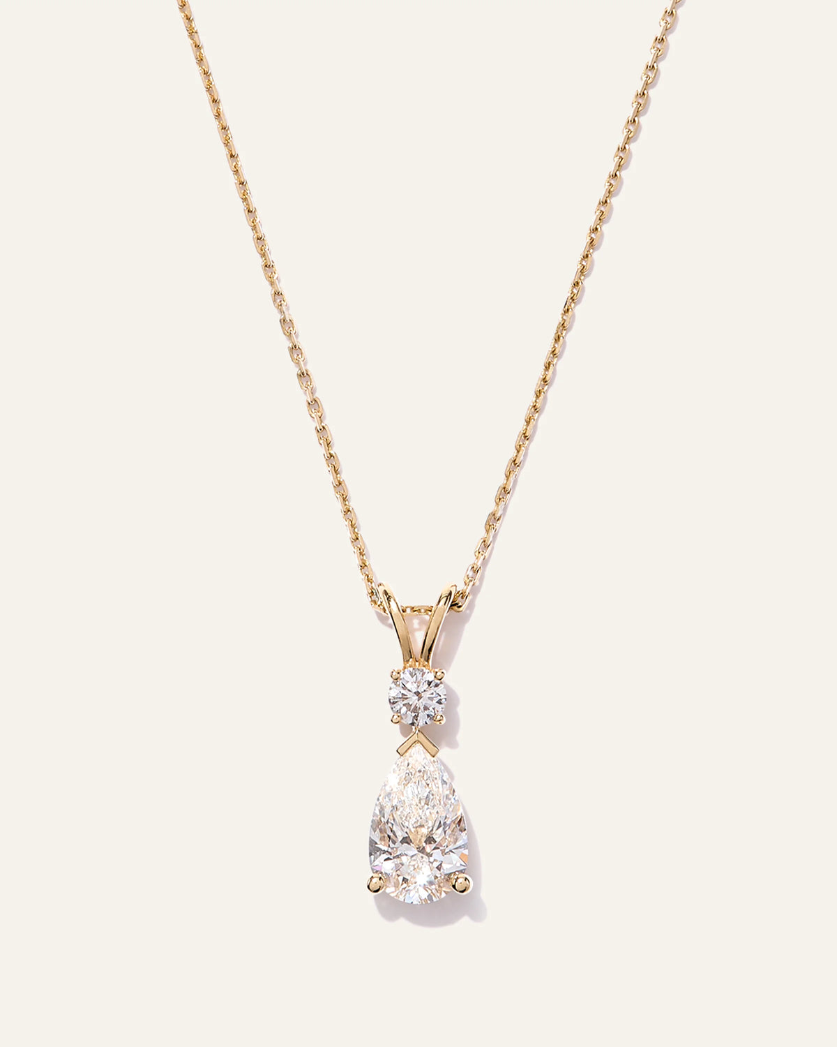 14K Gold Lab Grown Diamond Round & Pear Drop Necklace - One Size / Yellow Gold Main image