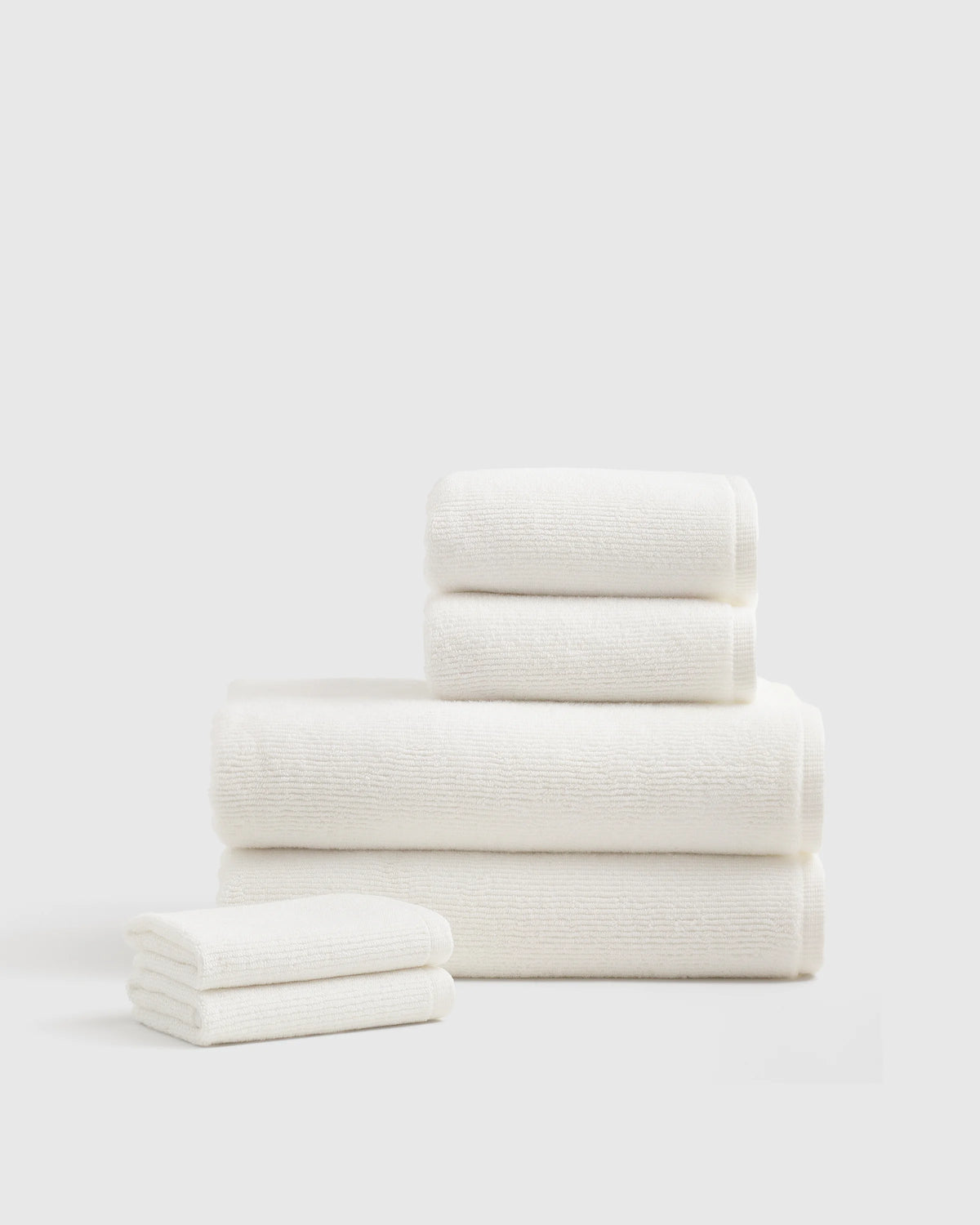 Turkish Ribbed Quick Dry Bath Towel Bundle - One Size / White Main image