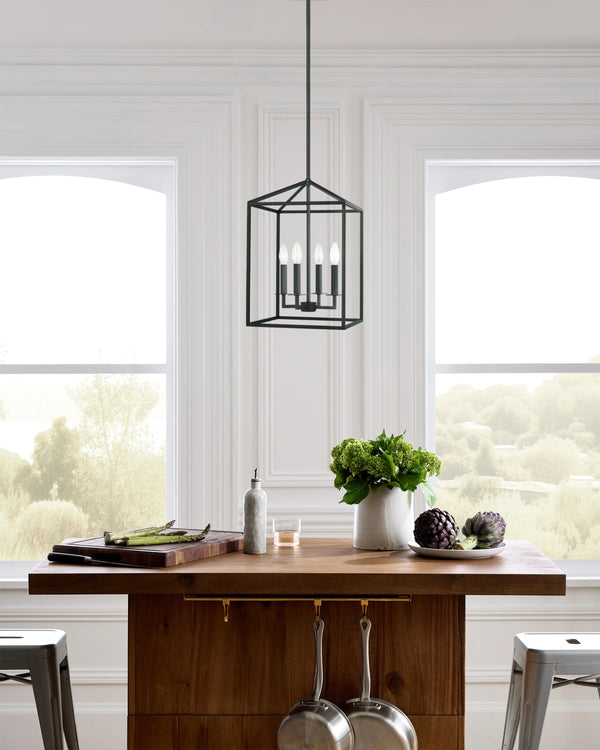 Steel Lantern Pendant Light - Small / Brass
