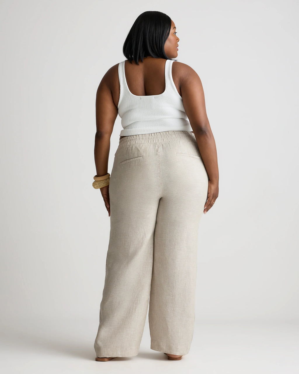 100% European Linen Wide Leg Pants - 1X / Black