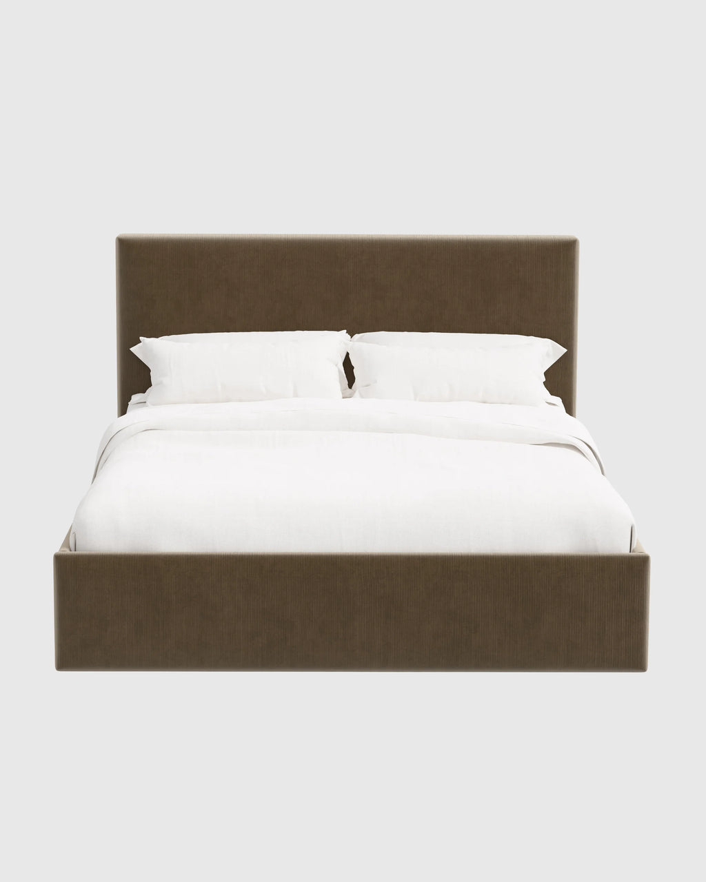 Square Bed in Performance Velvet - Full / Chocolate