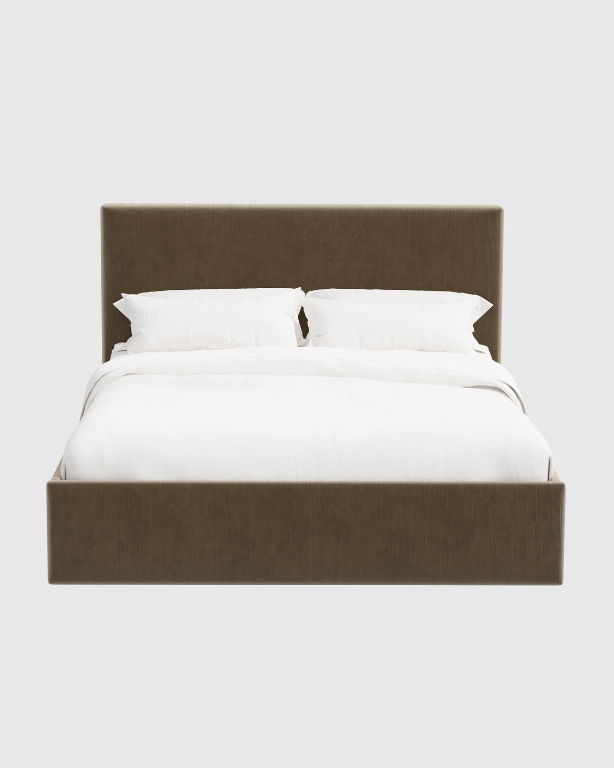 Square Bed in Performance Velvet - Full / Chocolate