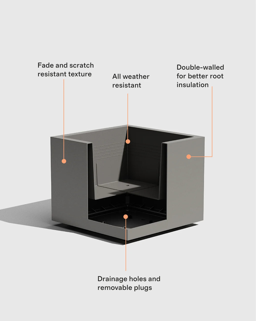 Block Series All Weather Square Planter by Veradek - One Size / Black