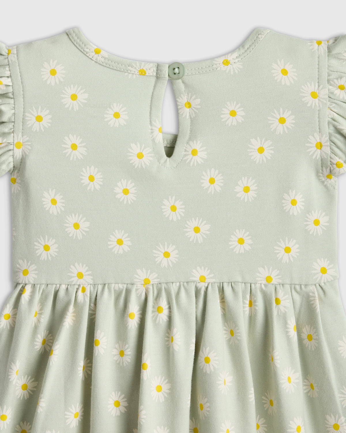 Organic Cotton Sleeveless Ruffle Dress - 3-6M / Aqua Daisy