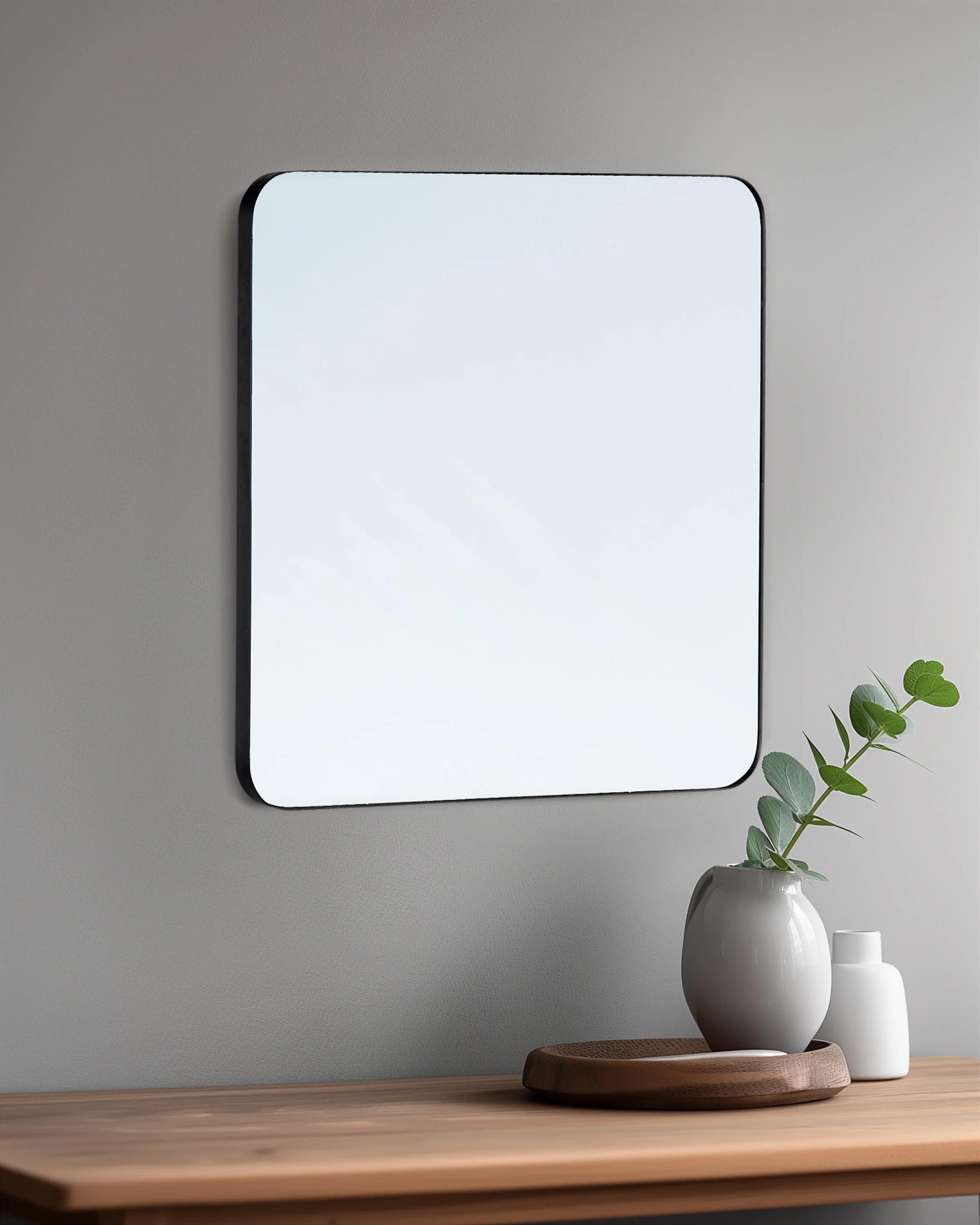 Square Metal Framed Wall Mirror - One Size / Black Metal Frame Secondary image