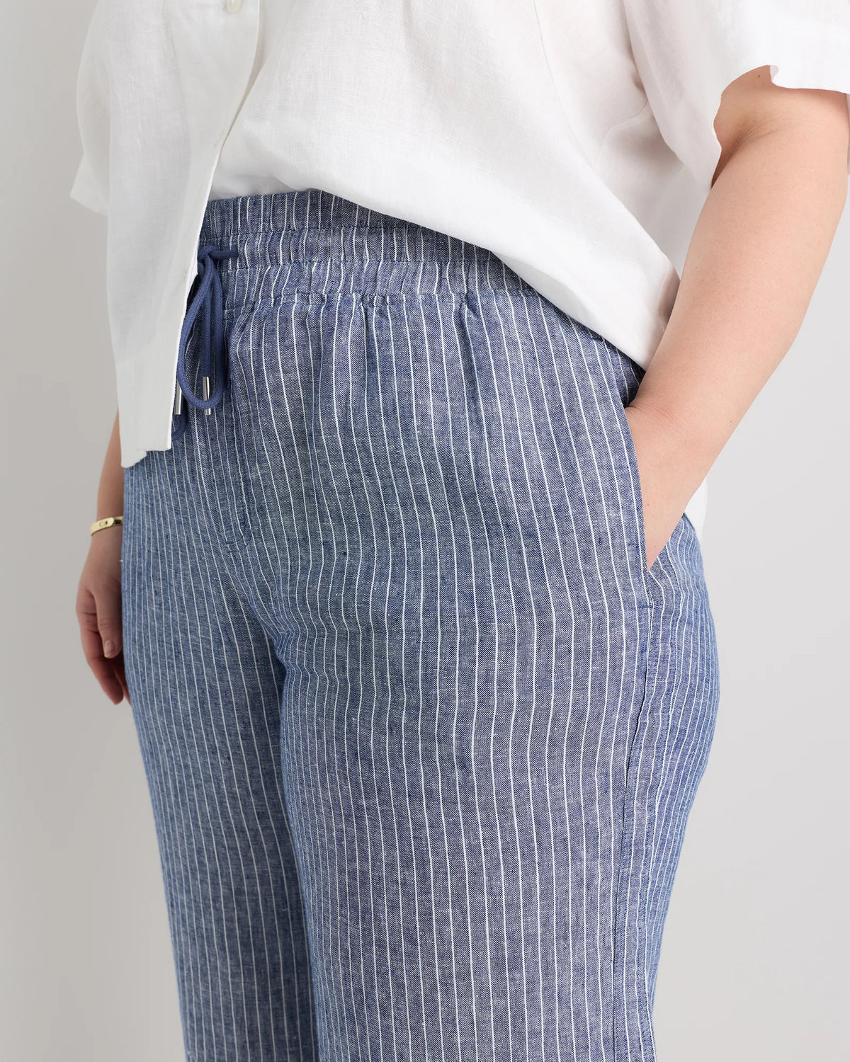 100% European Linen Wide Leg Pants - 1X / Black