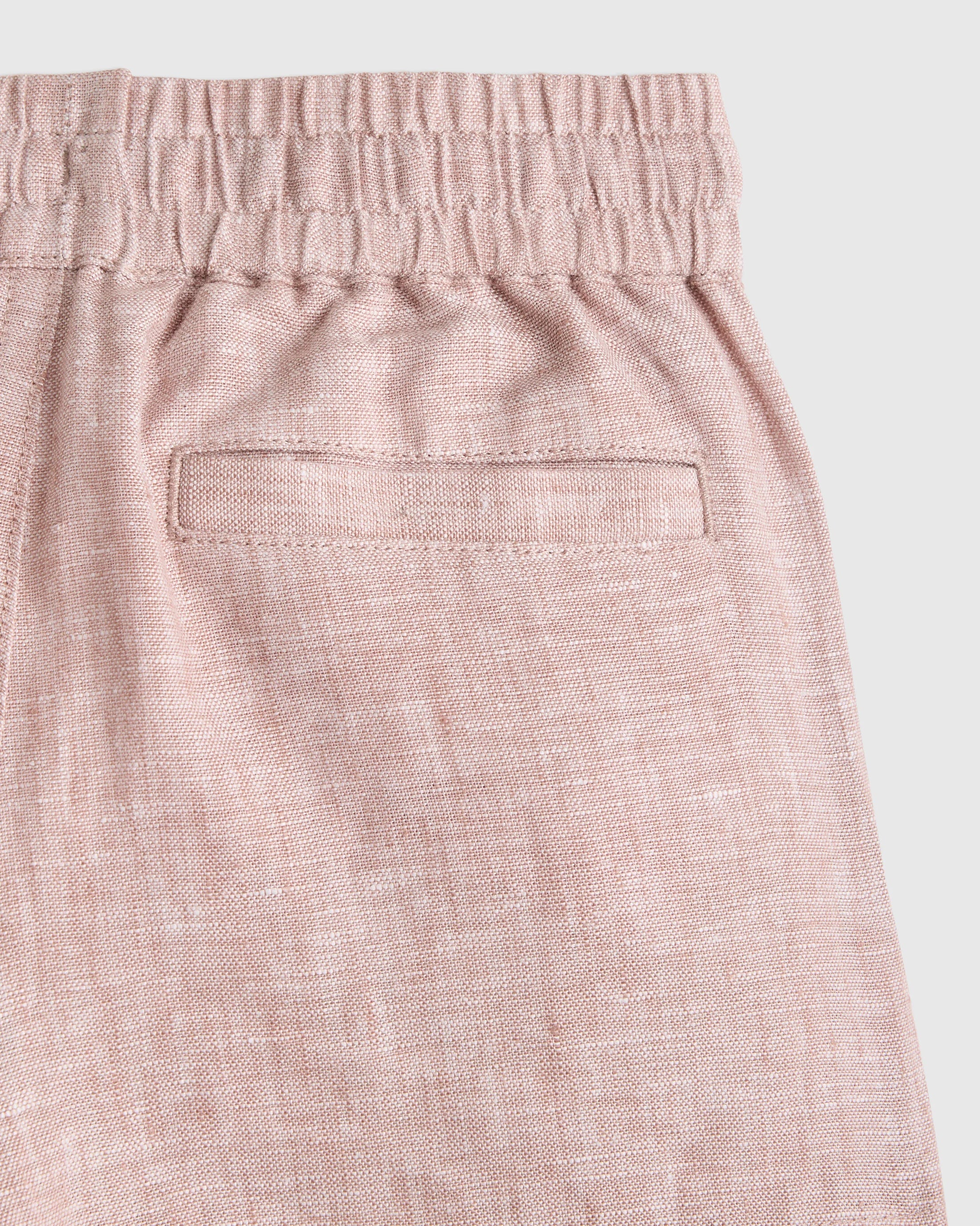100% European Linen Drawstring Shorts - 2T / Vintage Pink Chambray Secondary image