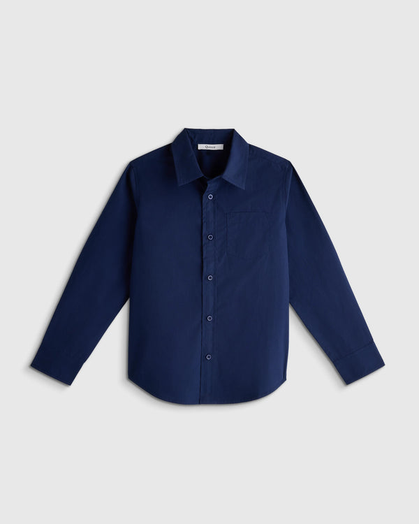 100% Organic Cotton Poplin Long Sleeve Button Down - 3T / White