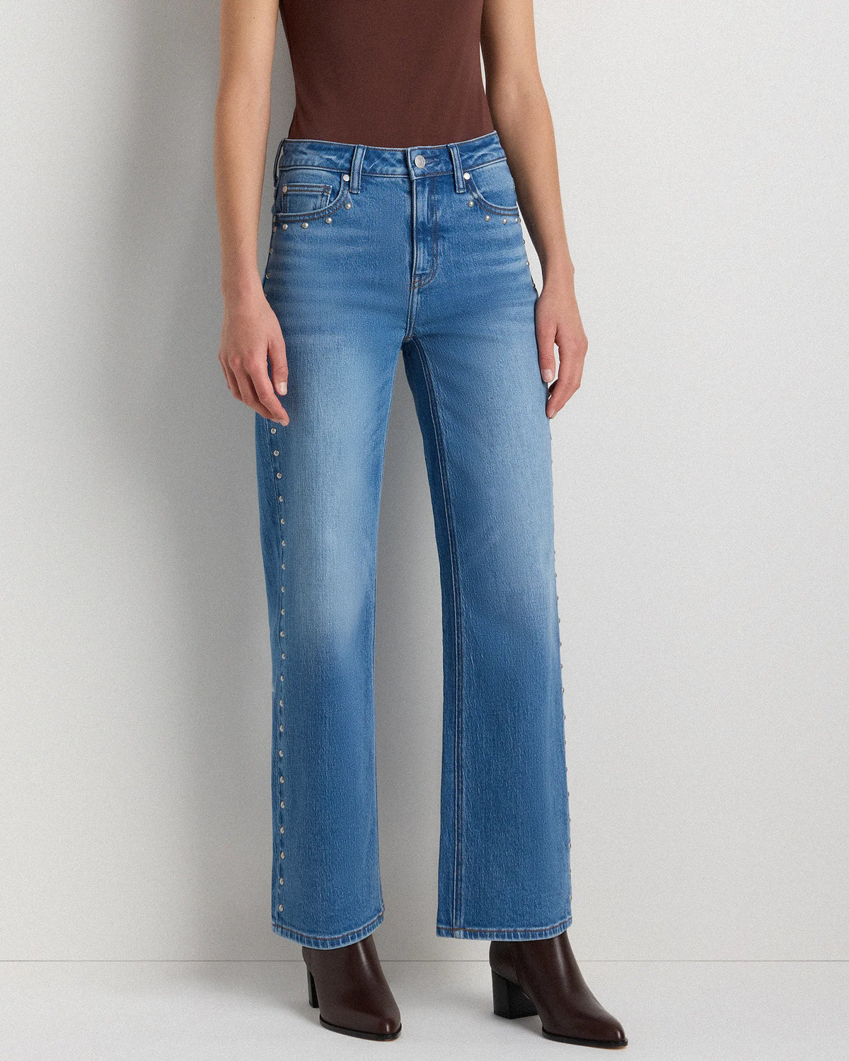 Bella Stretch Studded Relaxed Straight Jeans - 24 / Atlantic Blue Main image