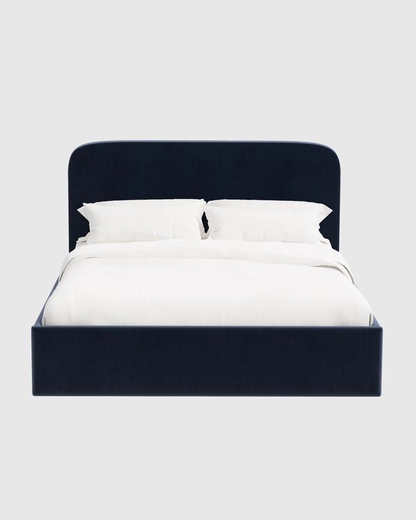 Curved Bed in Performance Velvet - Full / Walnut