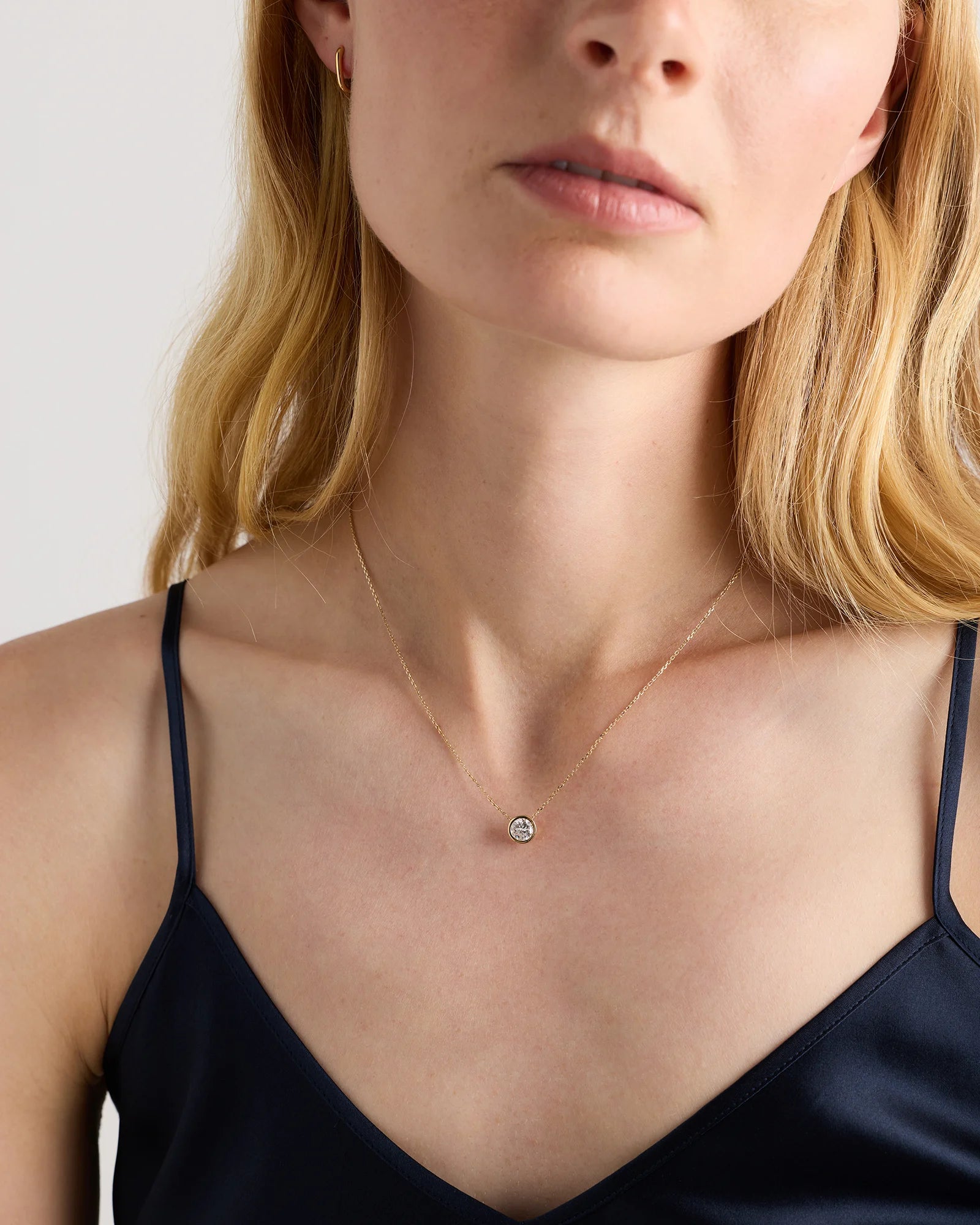 14K Gold Lab Grown Diamond Bezel Necklace - One Size / Yellow Gold Secondary image