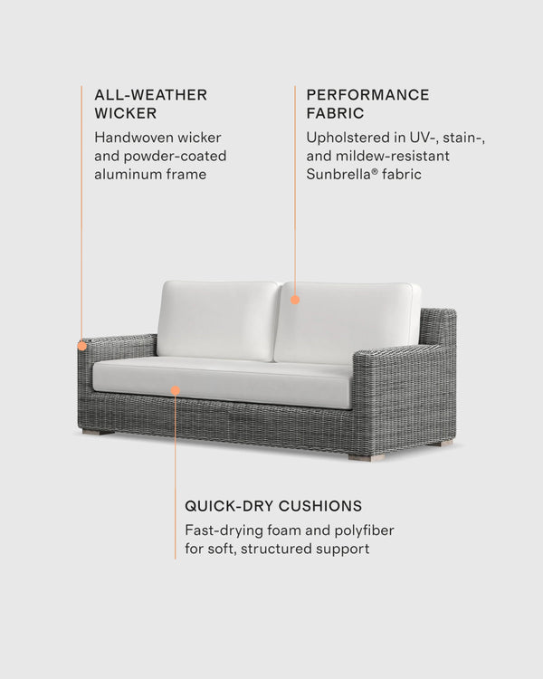 Classic All-Weather Wicker Outdoor Sofa - 86" / Natural Weave