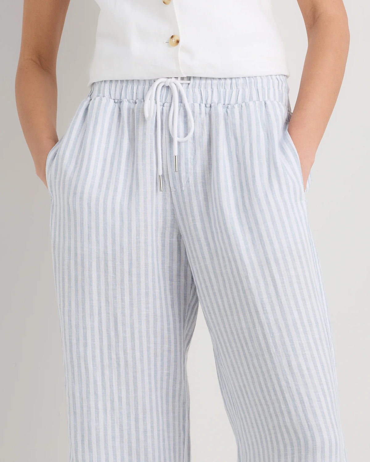 100% European Linen Wide Leg Pants - XS / Bayberry Olive