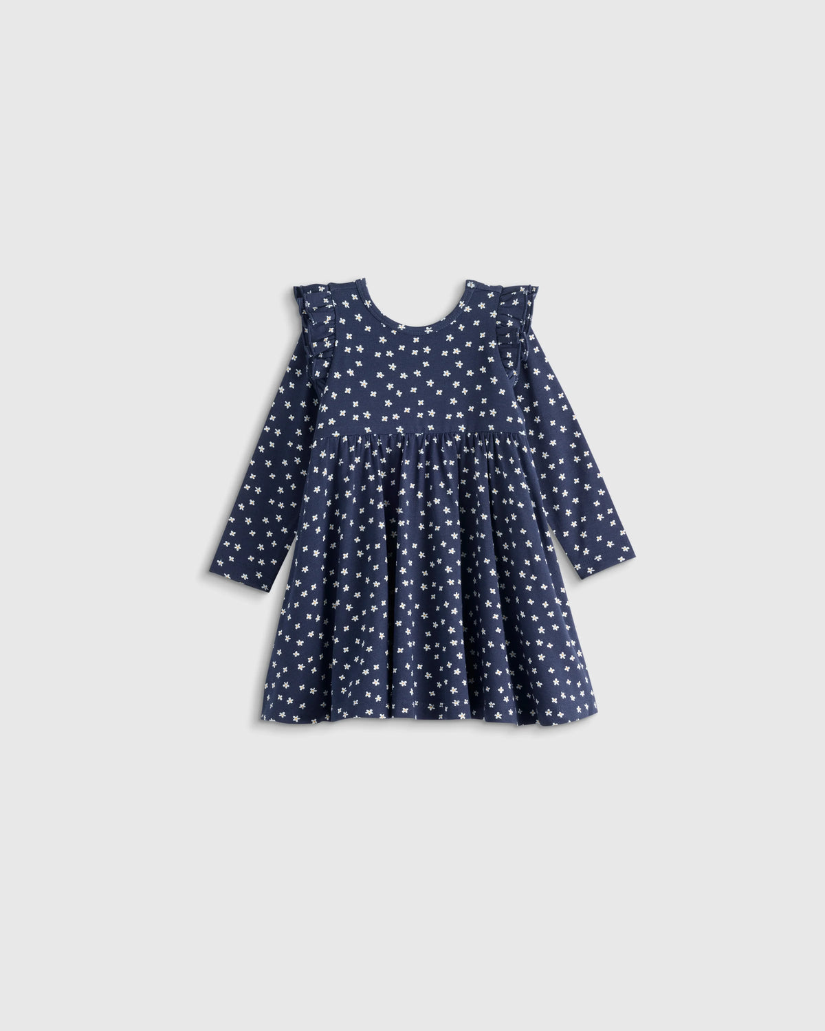 Bamboo Long Sleeve Flutter Twirl Dress - 12-18M / Navy Blossoms Main image