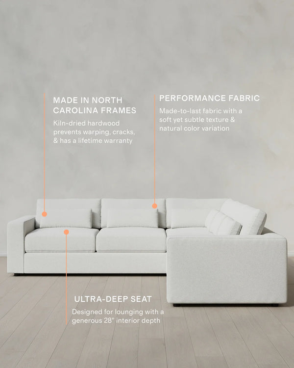 Ashford Deep Seat L Sectional in Performance Basketweave - 119x119 / Fog