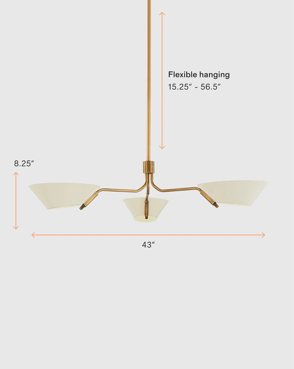 Mid-Century Armed Iron Chandelier - One Size / Sand