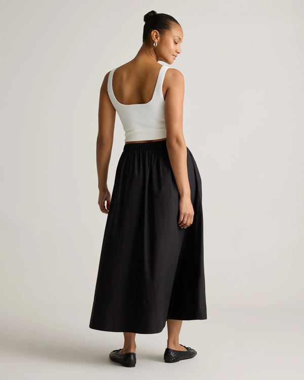 100% Organic Cotton Poplin A-line Maxi Skirt - XS / Classic White
