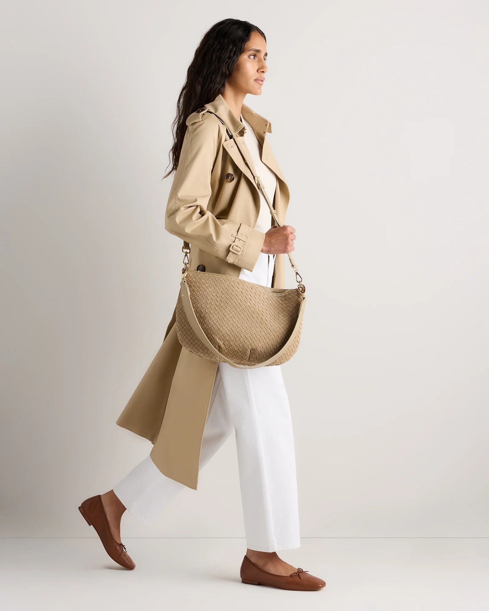 Sloane Suede Handwoven Shoulder Bag - One Size / Sand Secondary image