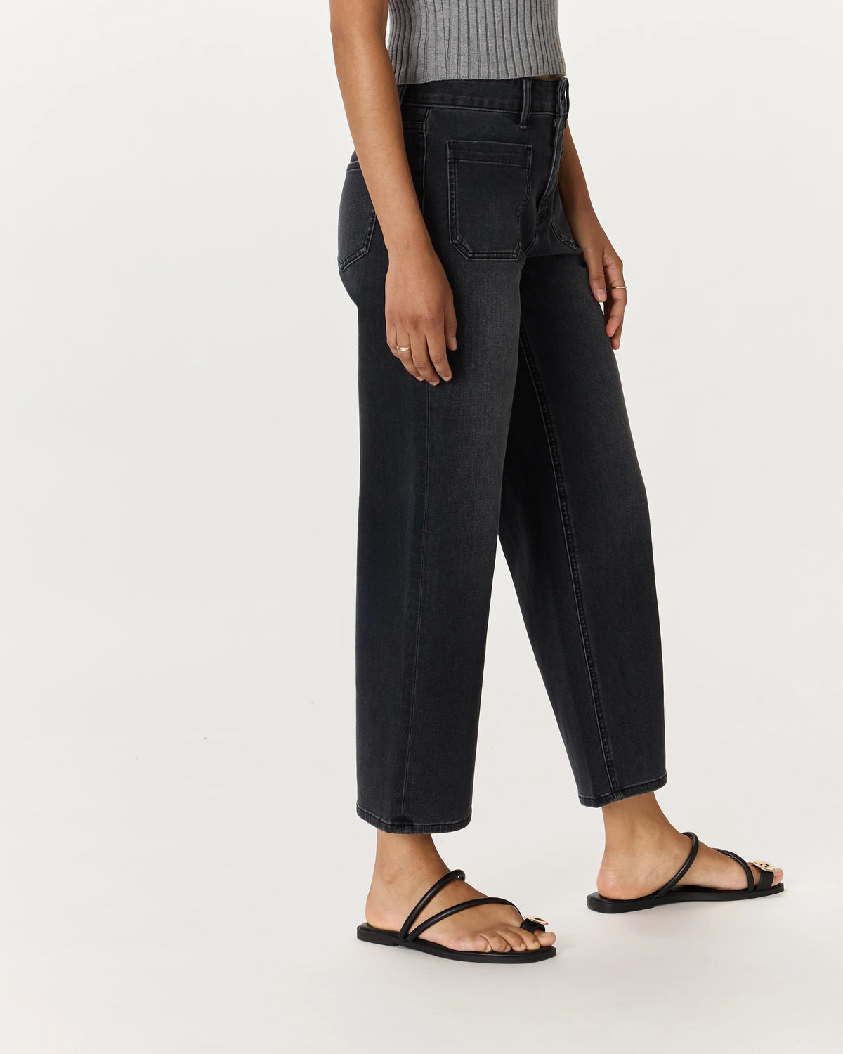 Bella Stretch Patch Pocket Wide Leg Jeans - 24 / Seaside Blue