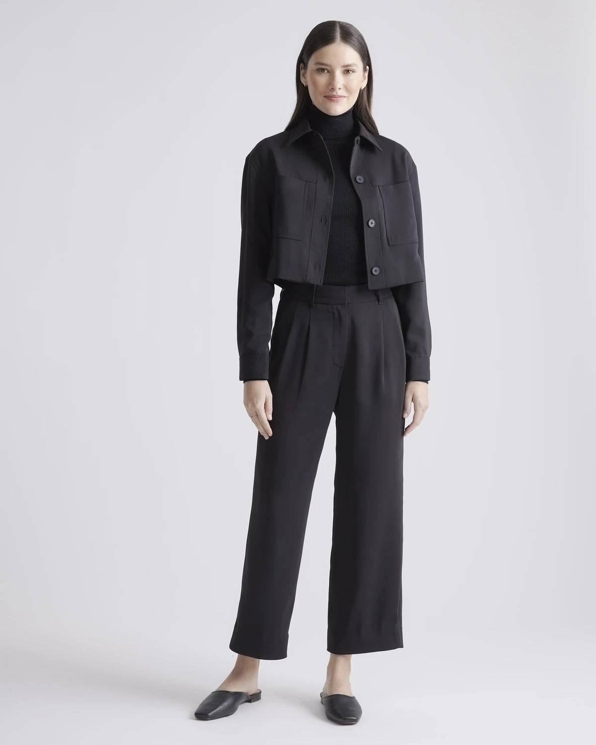 Stretch Crepe Cropped Jacket - XS / Morel