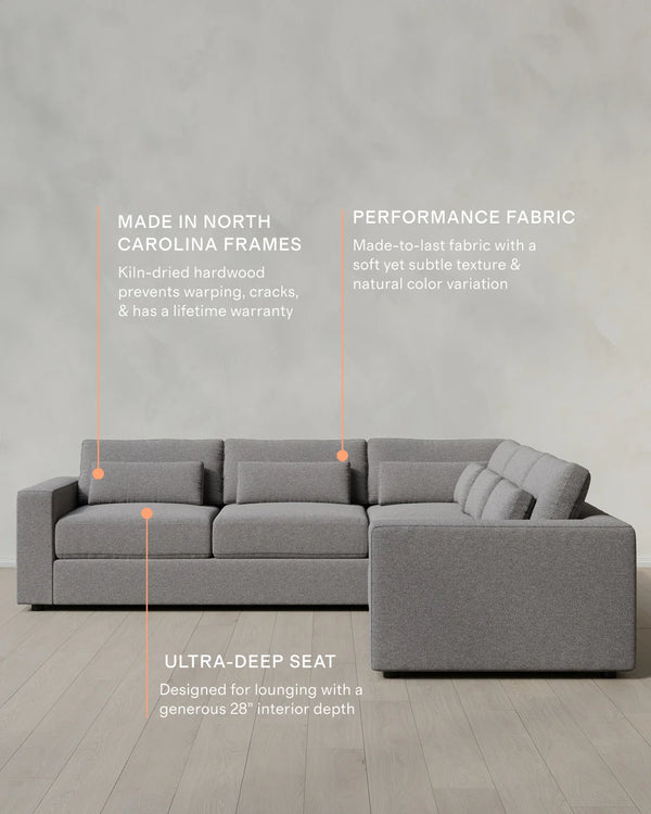 Ashford Deep Seat L Sectional in Performance Basketweave - 119x119 / Fog