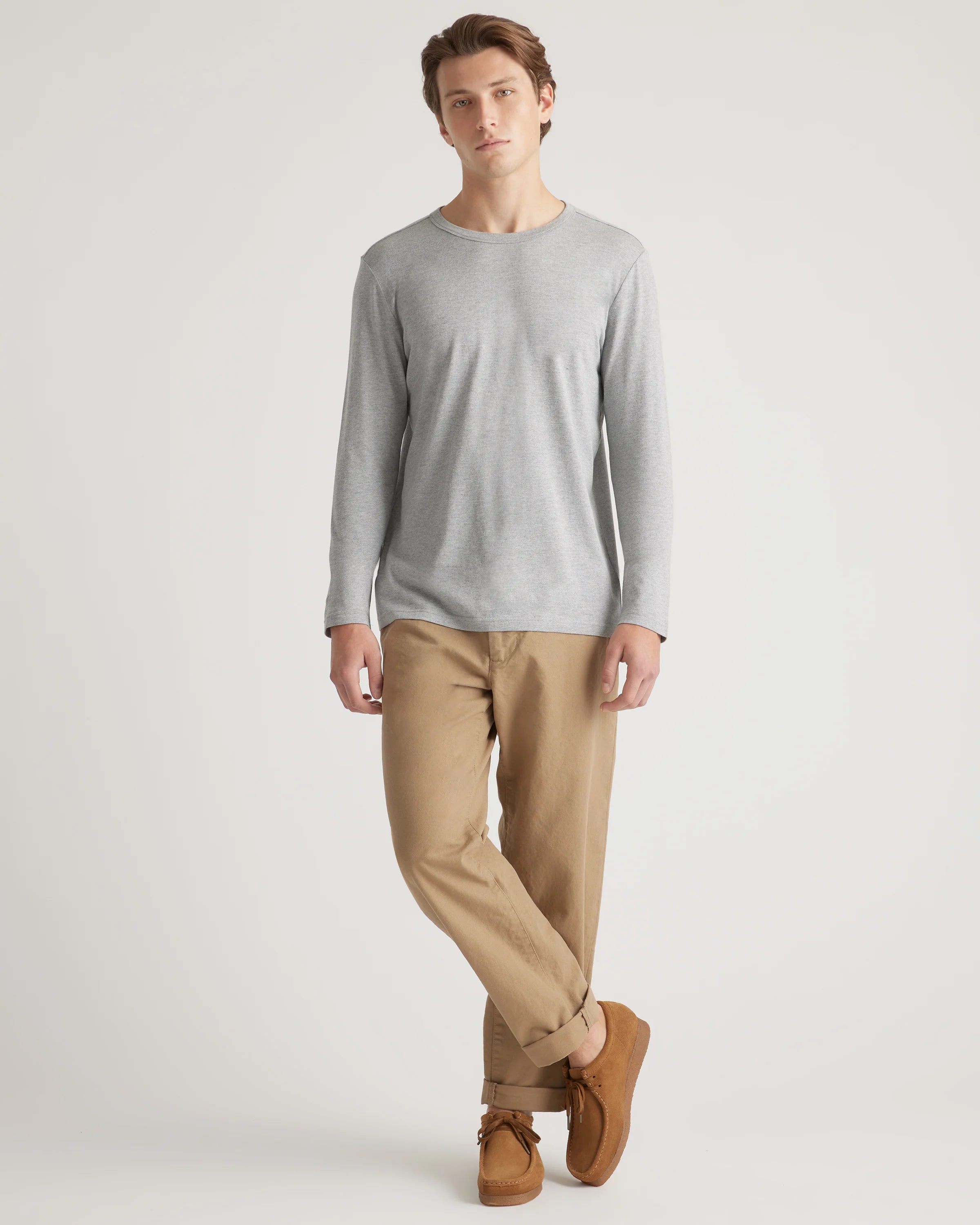 Cotton Modal Long Sleeve Tee - S / Heather Grey Secondary image
