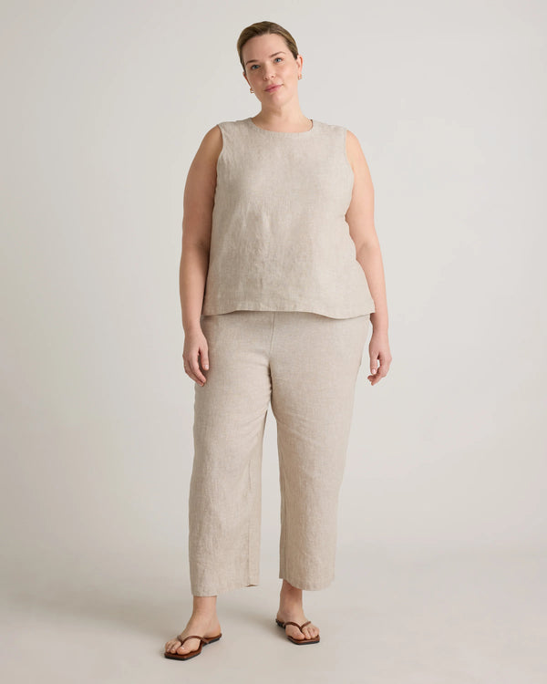 100% European Linen Tank - 1X / White