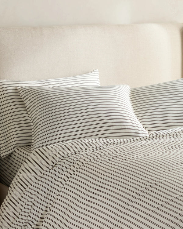 Bamboo Stripe Duvet Cover Set - Twin / Double Stripe Espresso